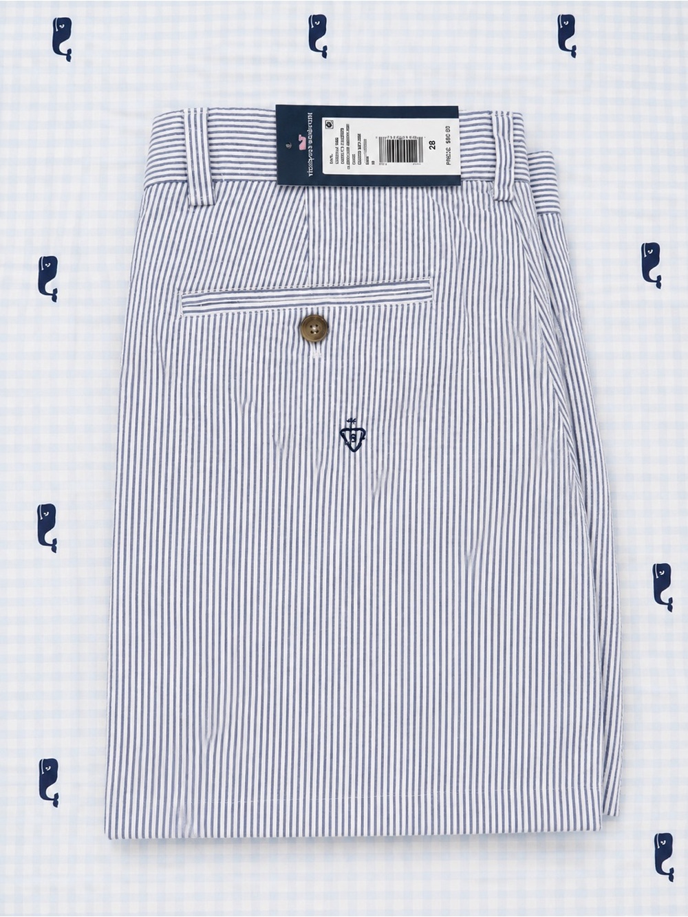 Vineyard Vines Men's Seersucker Flat-Front Shorts - Blue & White Stripe - New